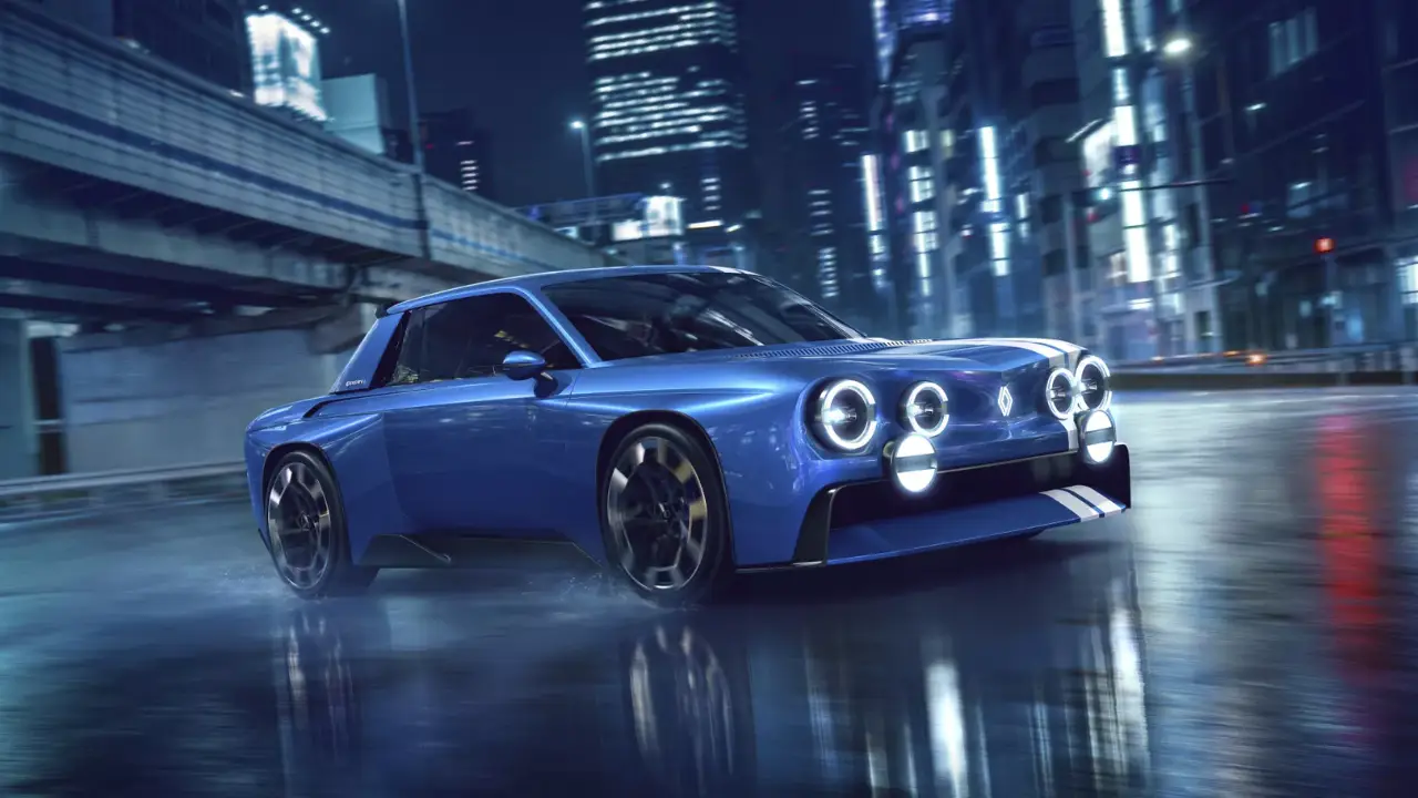 Синий концепт Renault 8 Gordini с белыми полосами